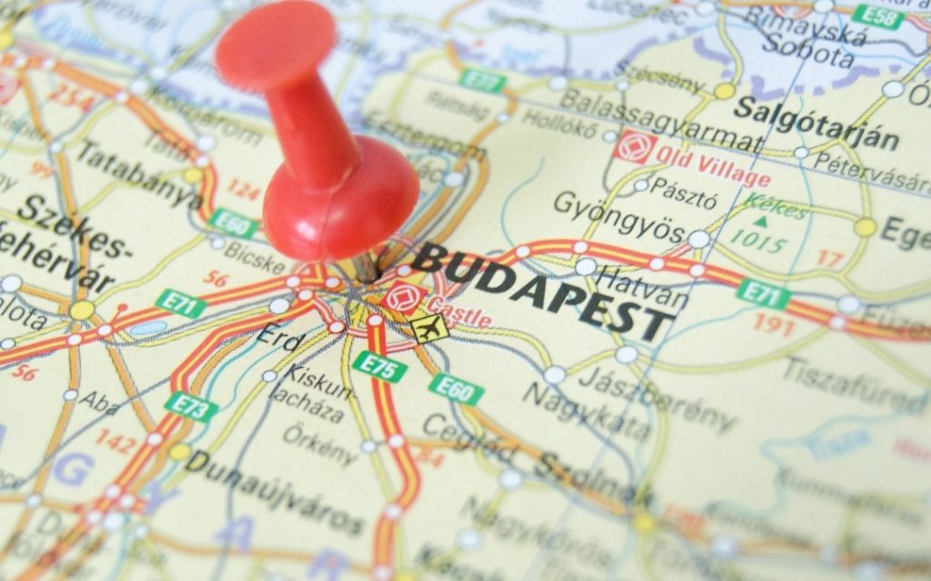 Budapeszt zaznaczony na mapie