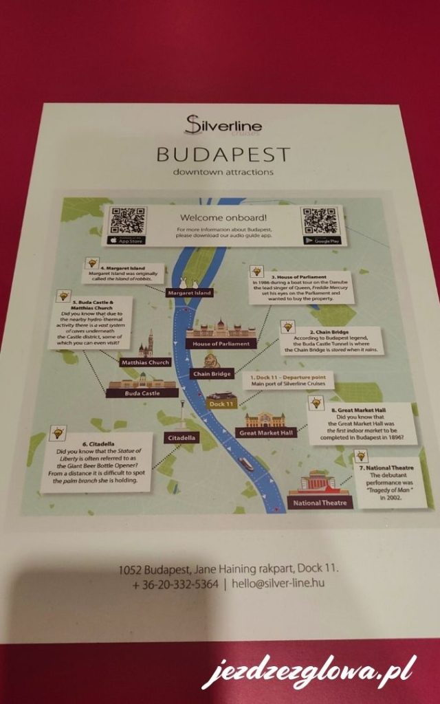 Mapa miasta Budapeszt na statku rejsowym