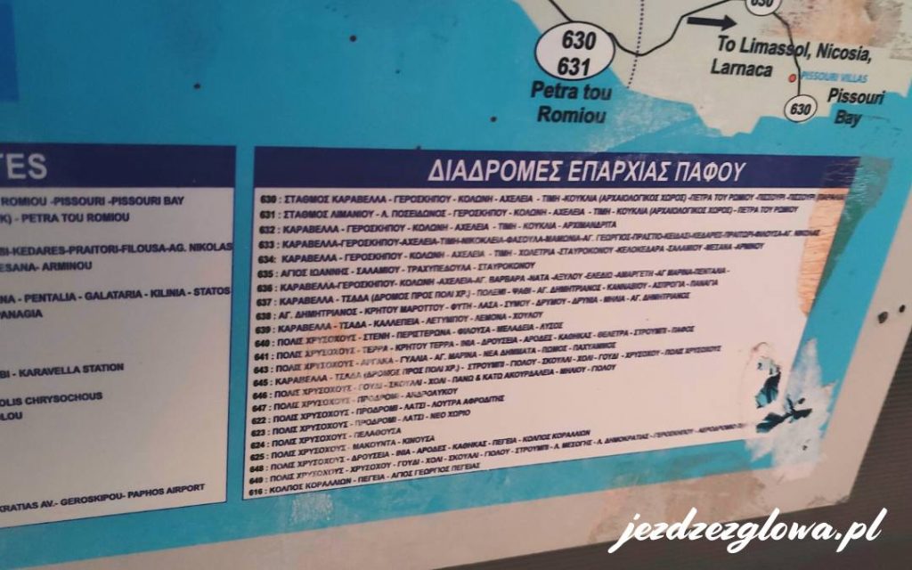Rozkład jazdy autobusów w Pafos w zbliżeniu