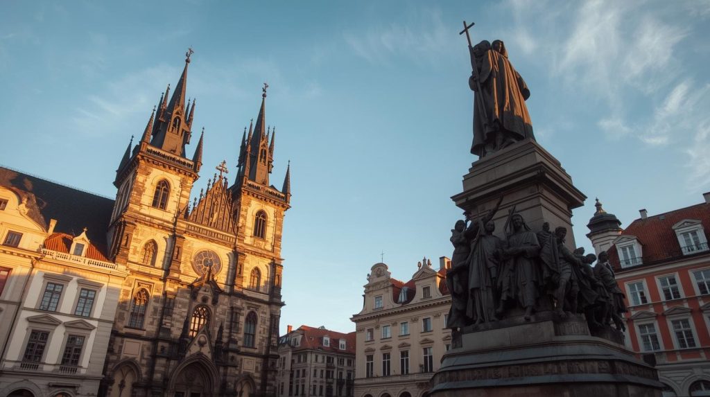 Kościół Marii Panny przed Tynem i pomnik Jana Husa w Pradze