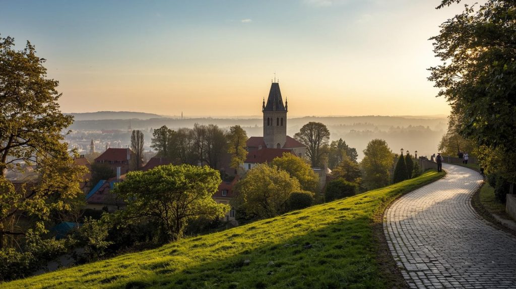 Malowniczy widok na Wzgórze Petrin w Pradze 
