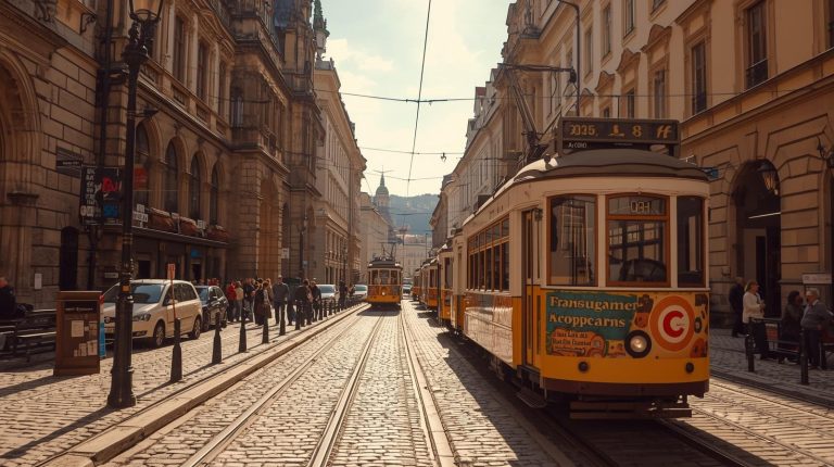 Malowniczy widok na tramwaje w Pradze