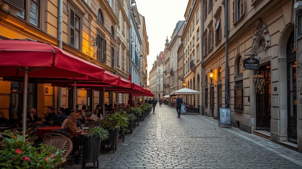 Piękny widok na restauracje w Pradze