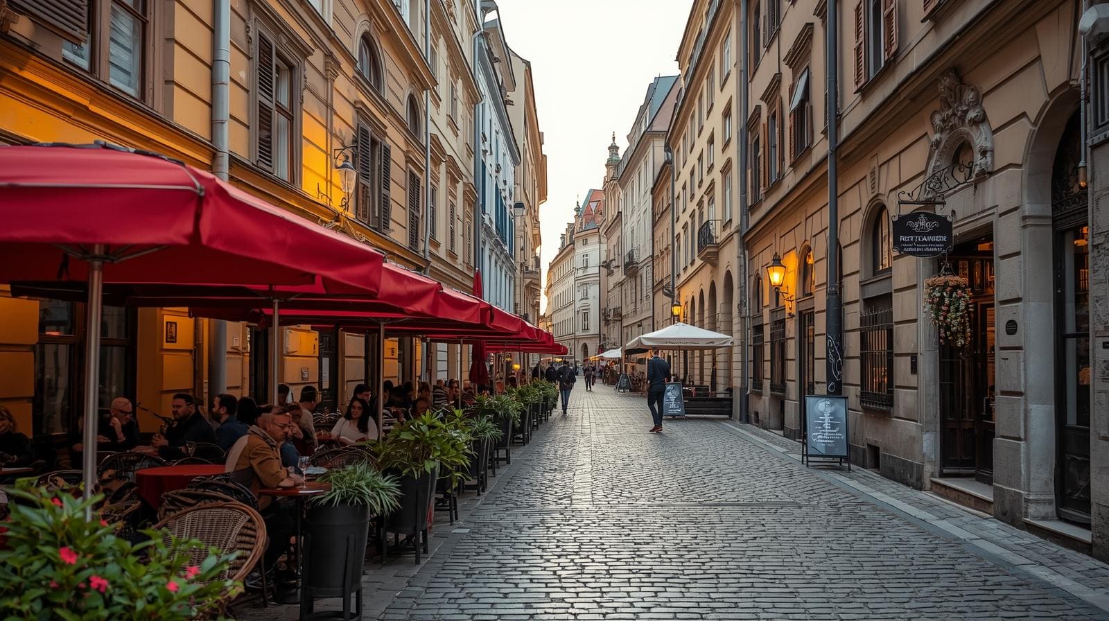 Piękny widok na restauracje w Pradze