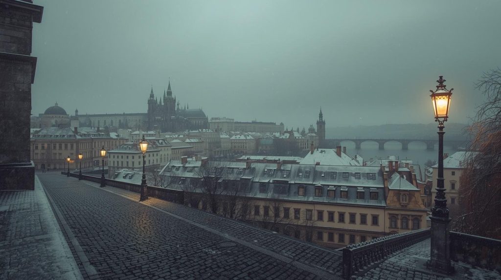 Widok na Pragę w grudniu