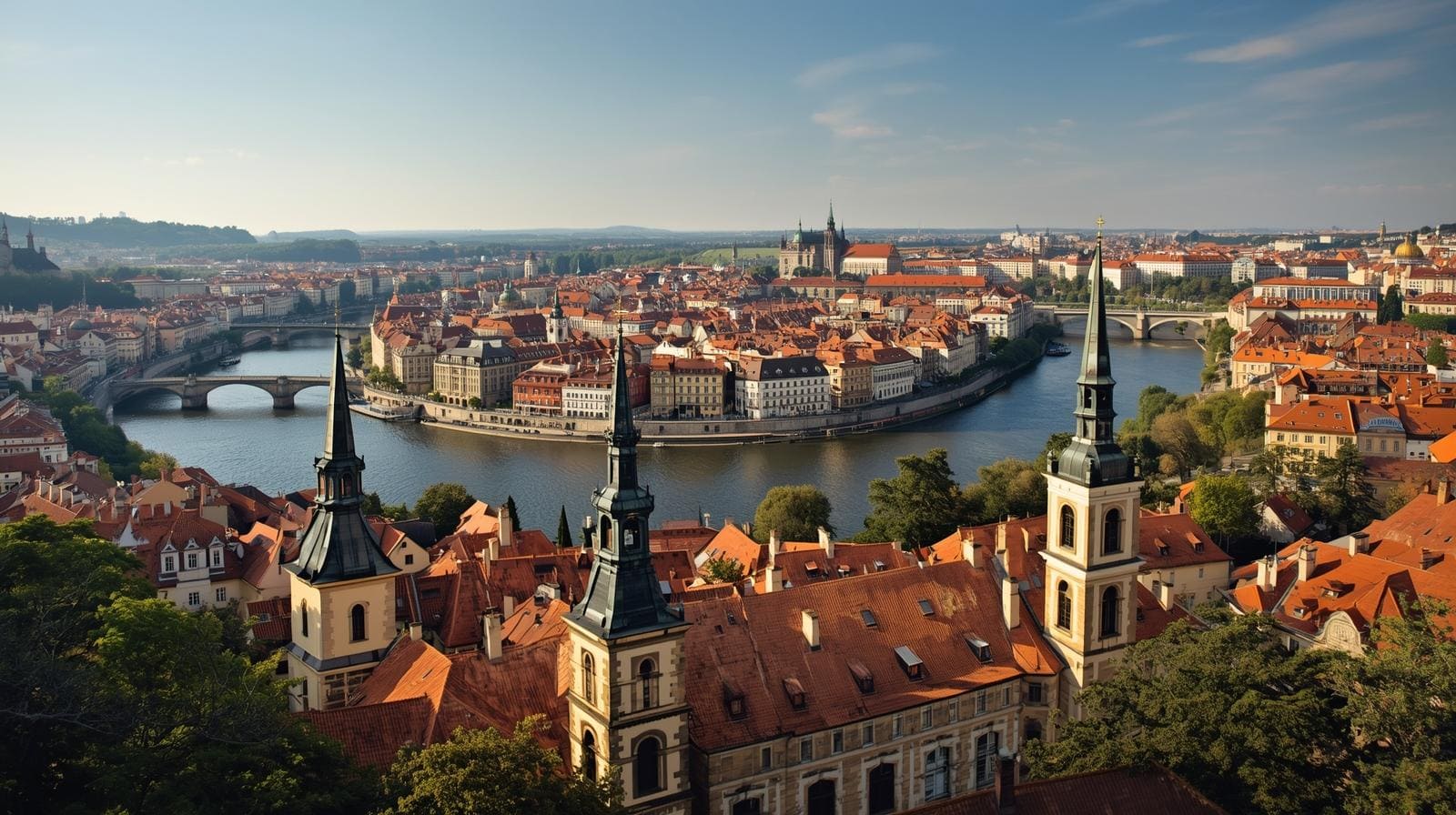 Widok na miasto w Pradze z daleka