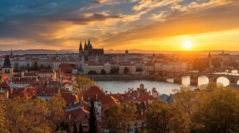 piękny widok na panoramę Pragi