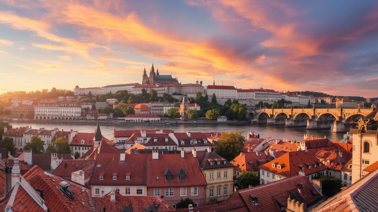 piękny widok na panoramę Pragi