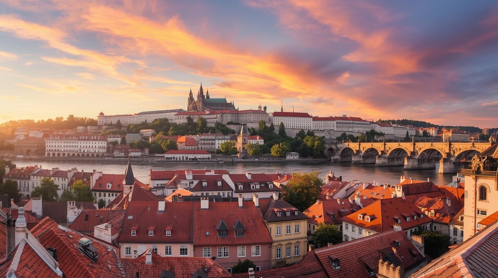 piękny widok na panoramę Pragi