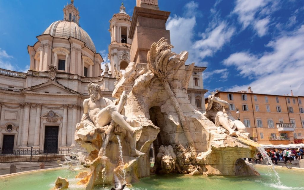 Fontanna Czterech Rzek na Piazza Navona w Rzymie - ujęcie z bliska