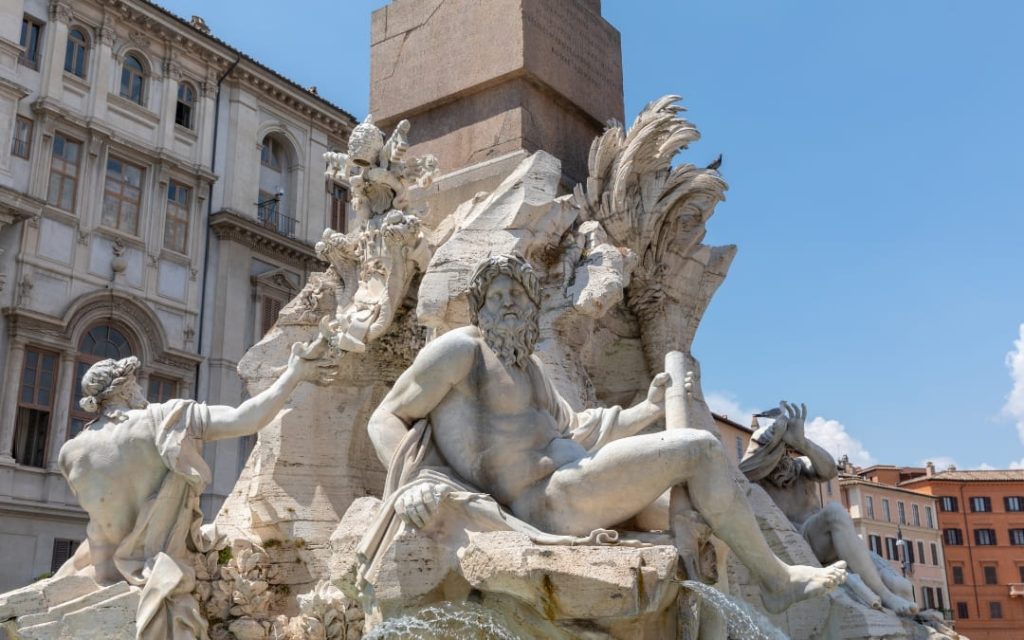 Fontanna Czterech Rzek na Piazza Navona w Rzymie - ujęcie z bliska