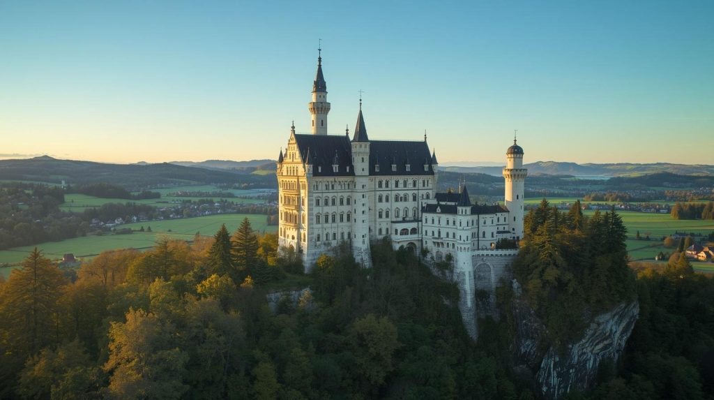 Widok na Zamek Neuschwanstein w Niemczech