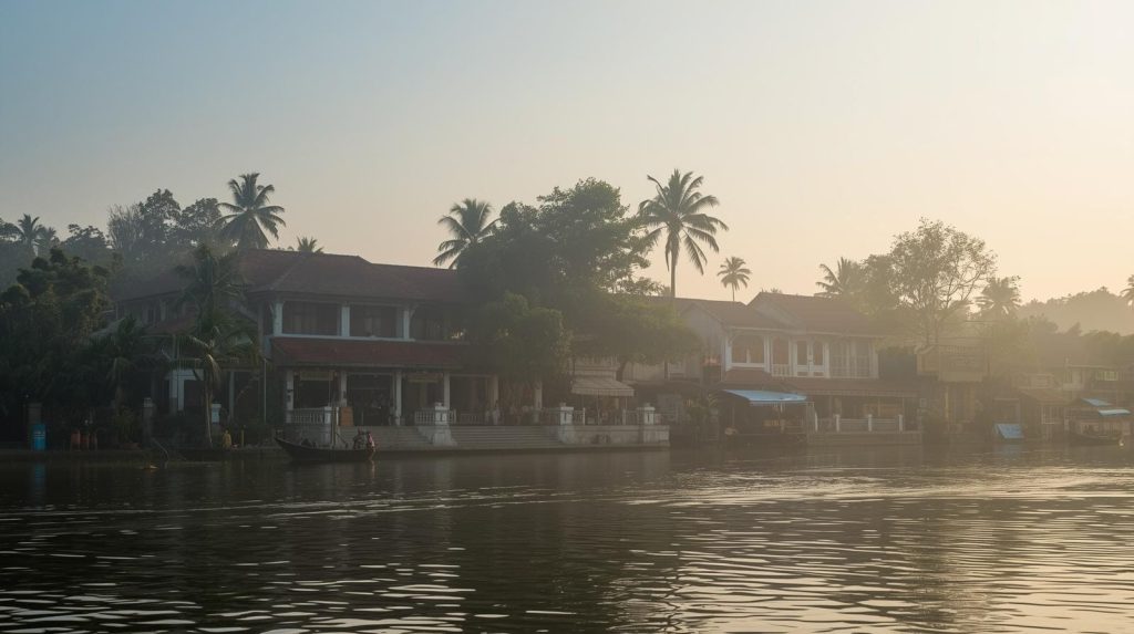 Widok na spokojne miasteczko Kampot w Azji