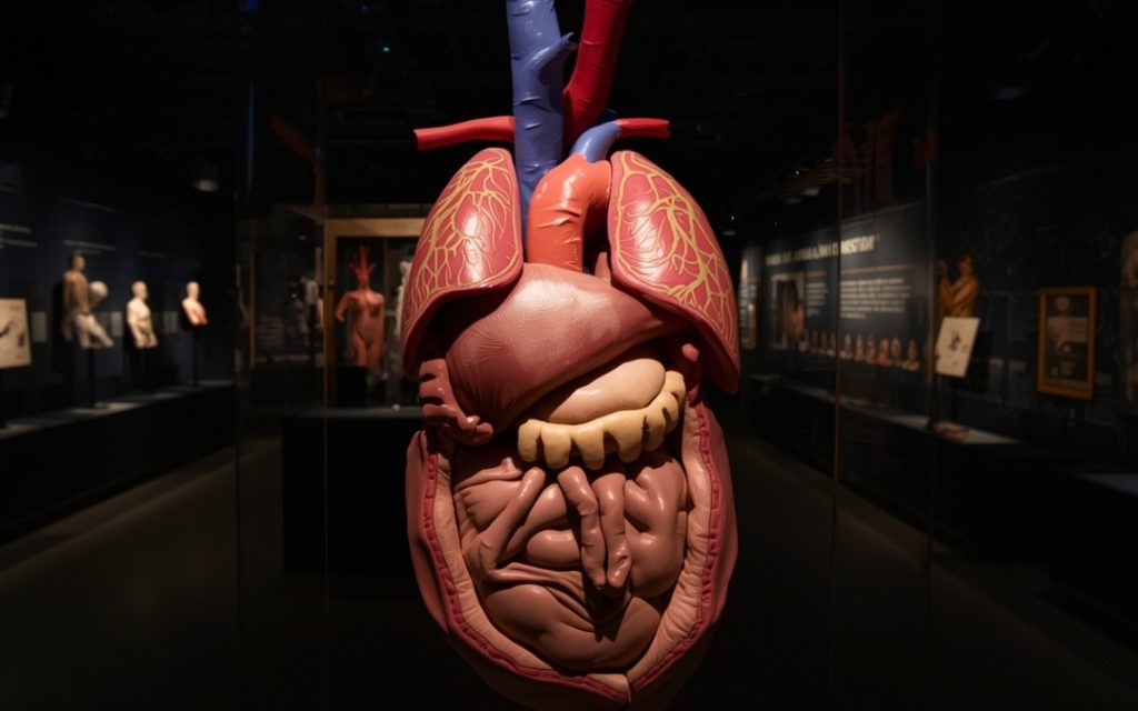 Model narządów wewnętrznych człowieka na wystawie w muzeum