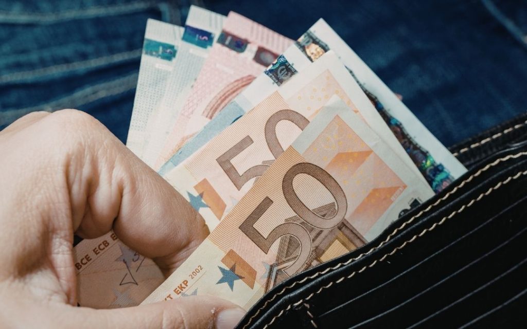 Portfel z banknotami euro